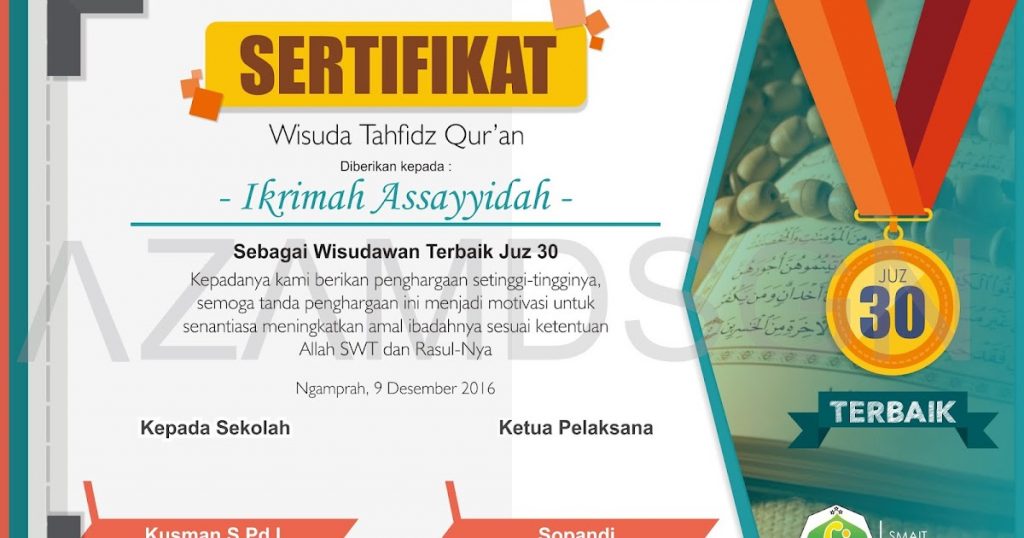 Detail Gambar Sertifikat Seminar Alquran Bagus Nomer 27