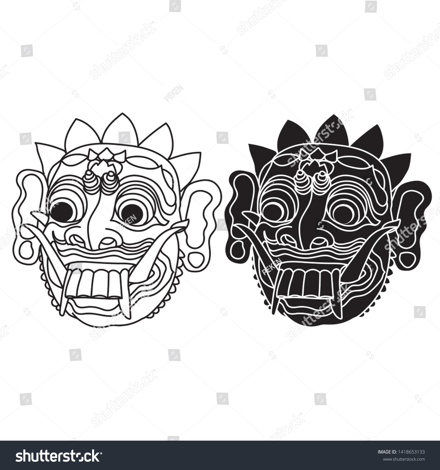 Detail Gambar Sketsa Barong Bali Hitam Putih Nomer 13