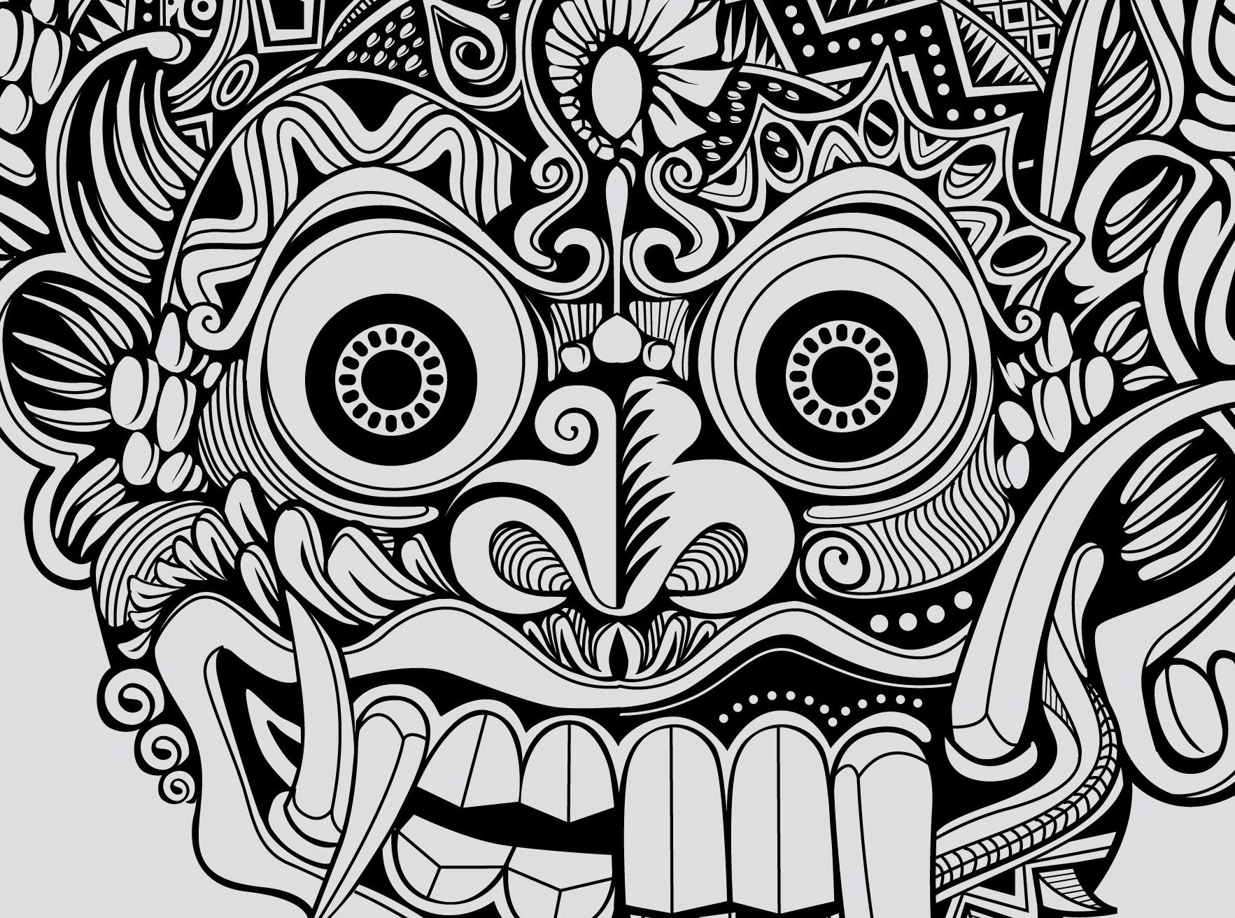 Detail Gambar Sketsa Barong Bali Hitam Putih Nomer 32