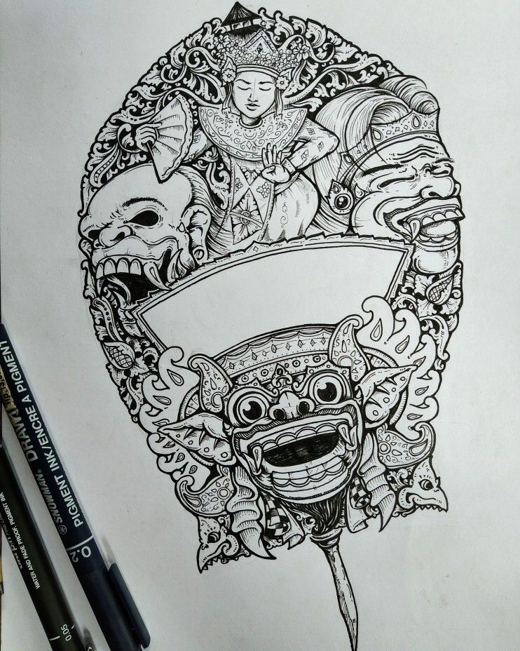 Detail Gambar Sketsa Barong Bali Hitam Putih Nomer 6