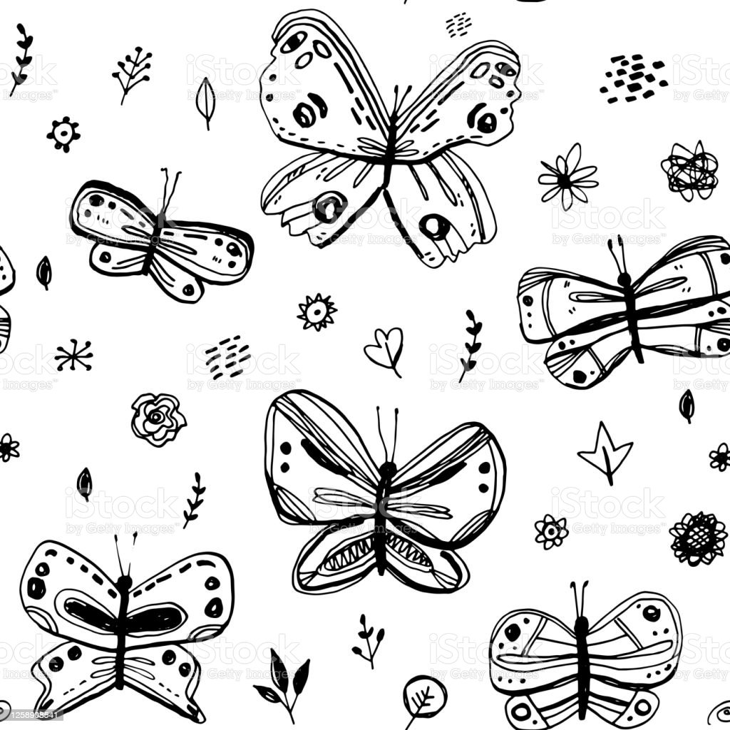 Detail Gambar Sketsa Bunga Dan Kupu Kupu Nomer 43