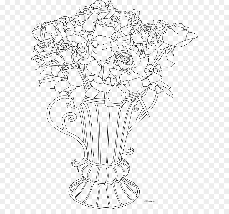 Detail Gambar Sketsa Bunga Mawar Dalam Pot Nomer 6