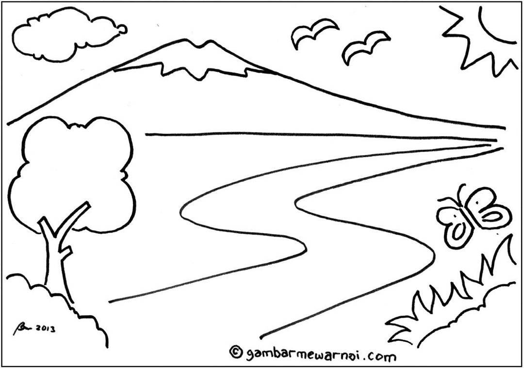 Detail Gambar Sketsa Gunung Nomer 9