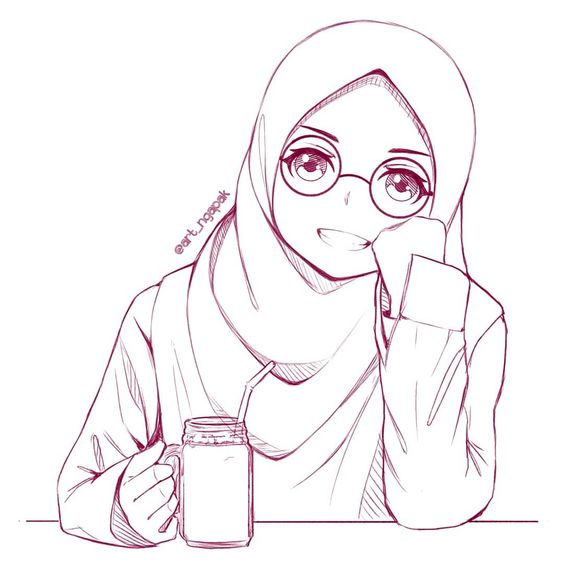 Detail Gambar Sketsa Kartun Muslimah Nomer 12