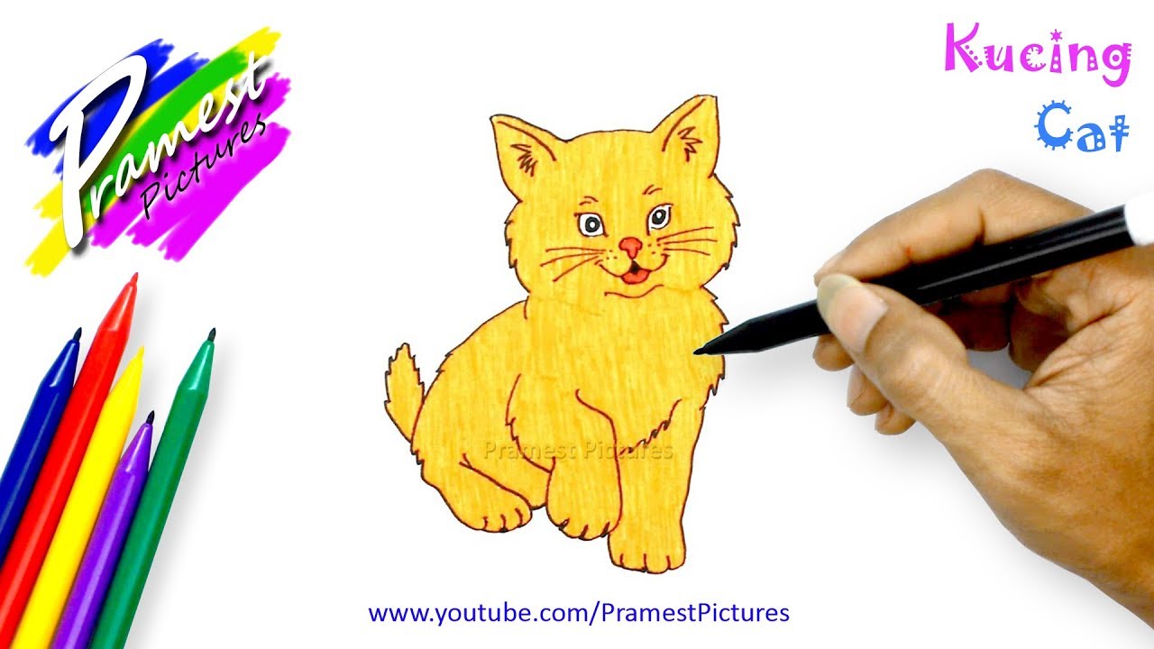 Detail Gambar Sketsa Kucing Berwarna Nomer 3