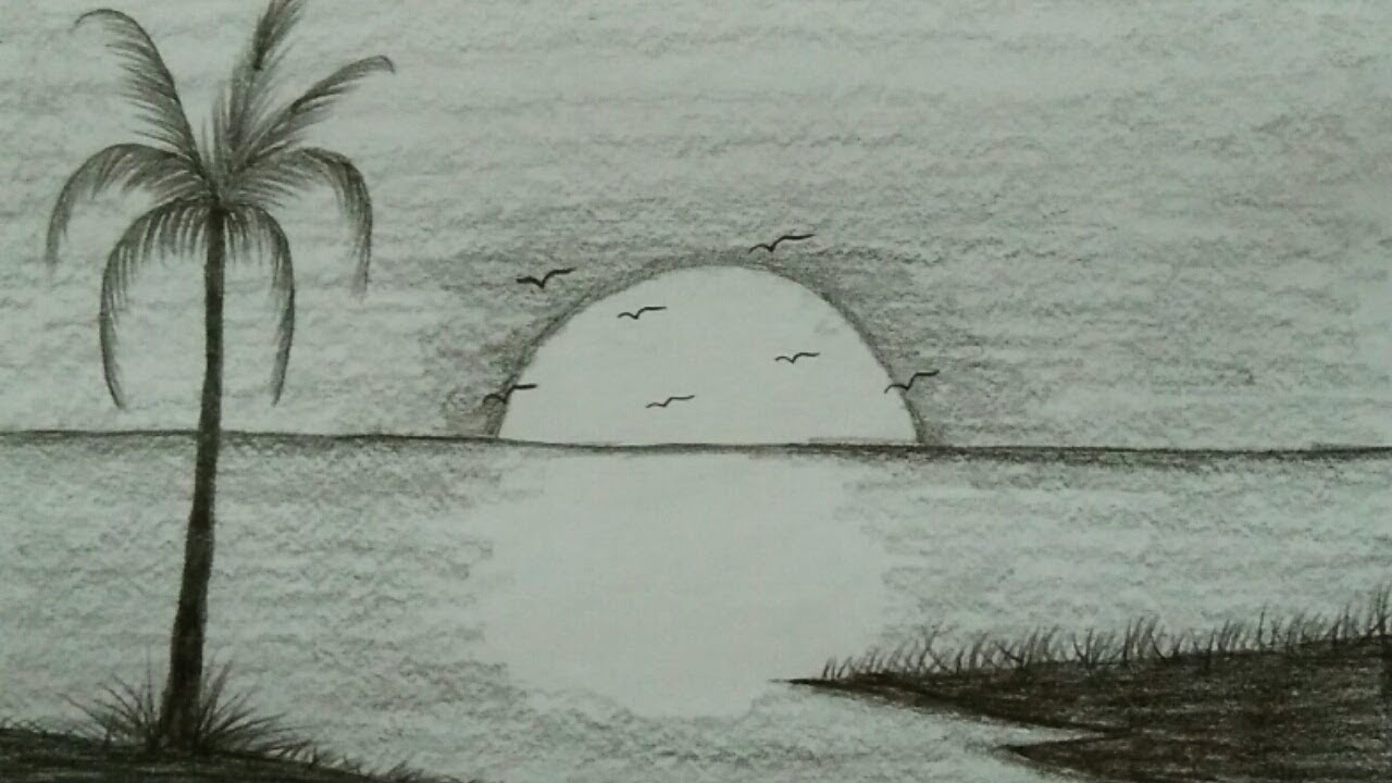 Detail Gambar Sketsa Lukisan Sunset Nomer 16