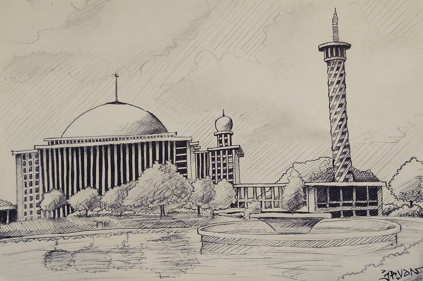 Detail Gambar Sketsa Masjid Nomer 48