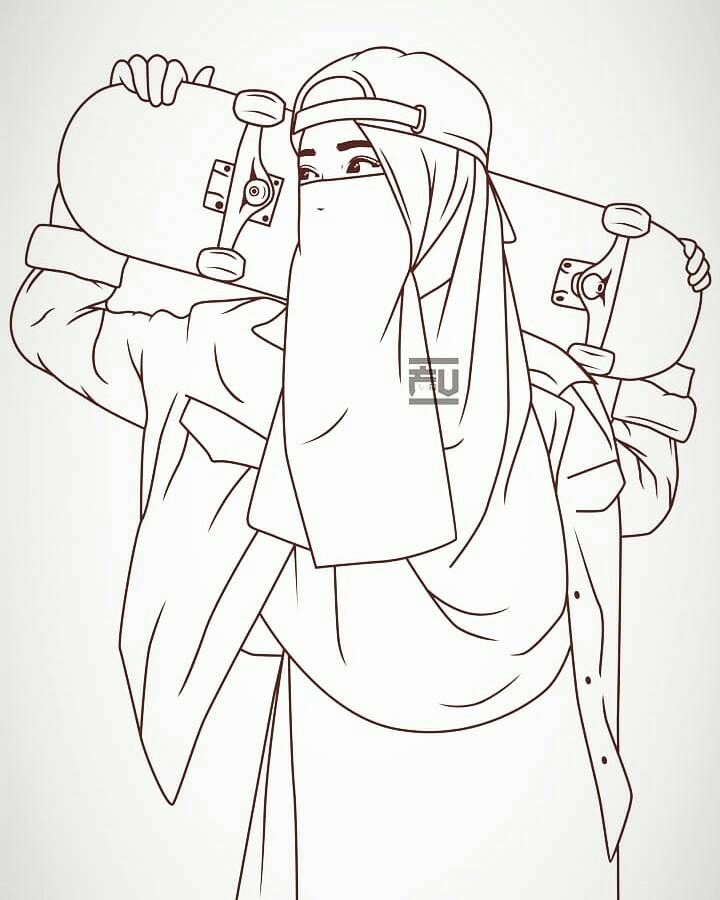 Detail Gambar Sketsa Muslimah Bercadar Nomer 2