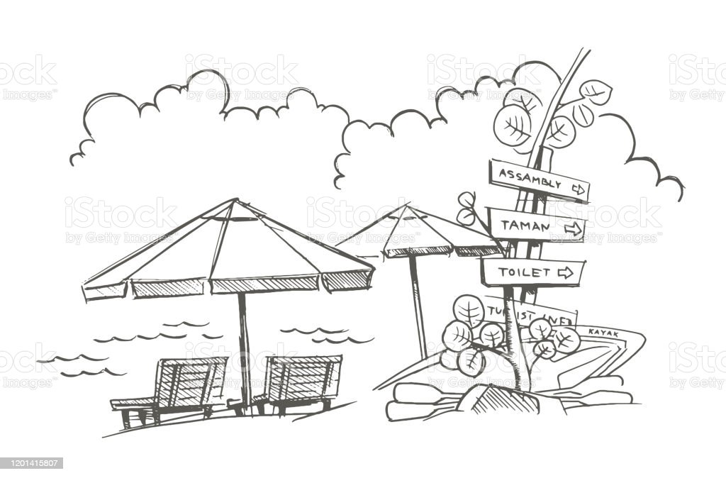 Detail Gambar Sketsa Pantai Nomer 25