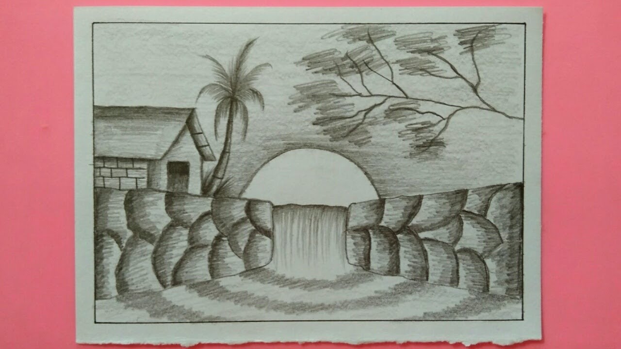 Detail Gambar Sketsa Pemandangan Air Terjun Nomer 37