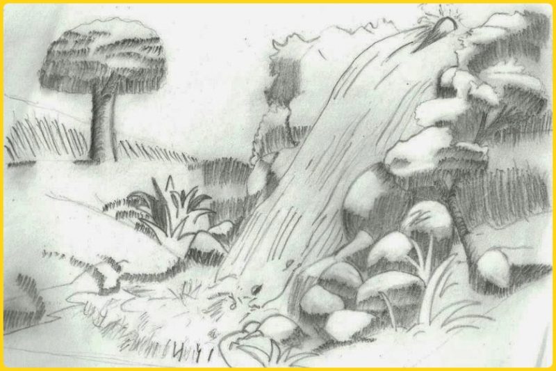 Detail Gambar Sketsa Pemandangan Air Terjun Nomer 56