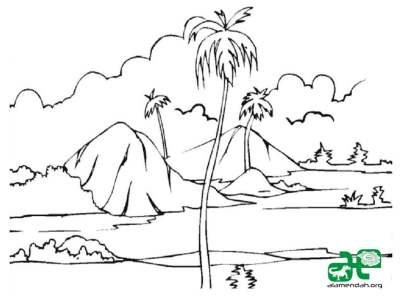 Detail Gambar Sketsa Pemandangan Gunung Dan Sawah Nomer 15