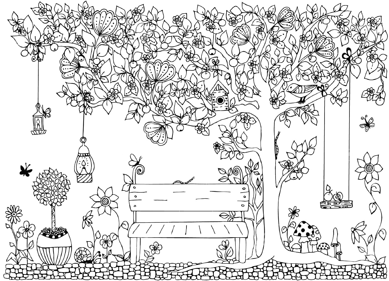 Detail Gambar Sketsa Pemandangan Taman Bunga Nomer 7