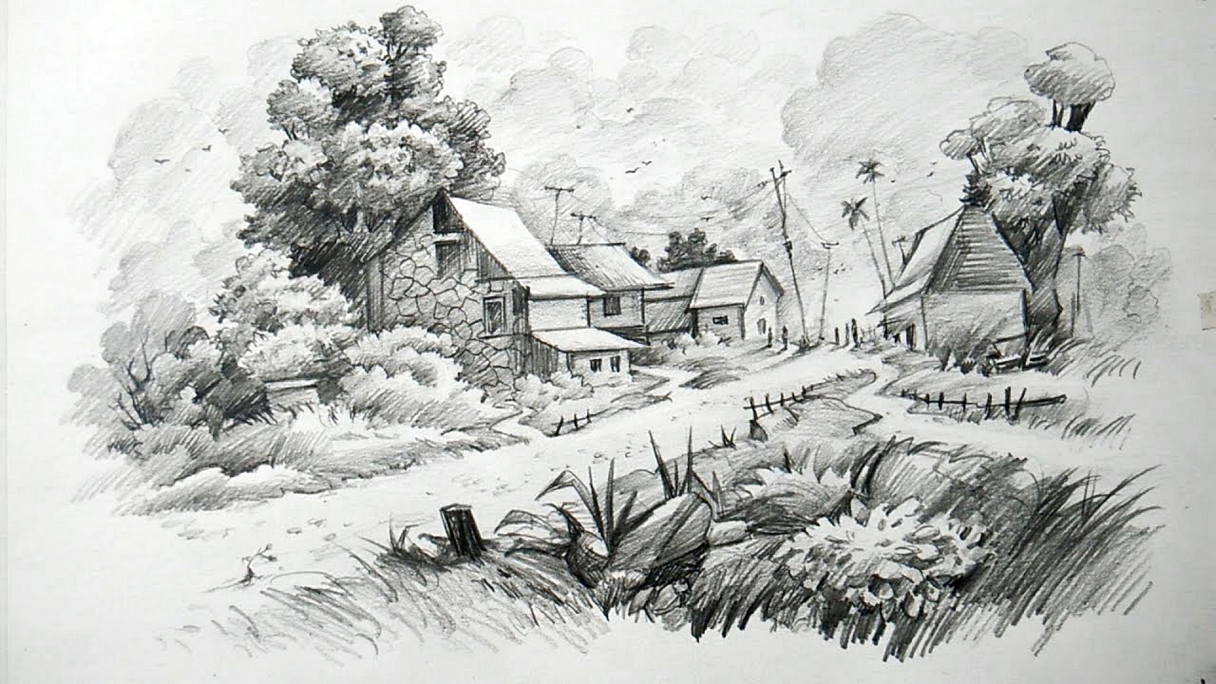 Detail Gambar Sketsa Pensil Rumah Sederhana Nomer 47