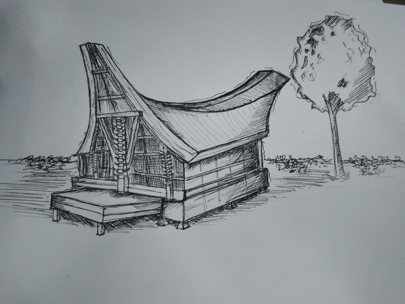 Detail Gambar Sketsa Rumah Adat Nomer 5