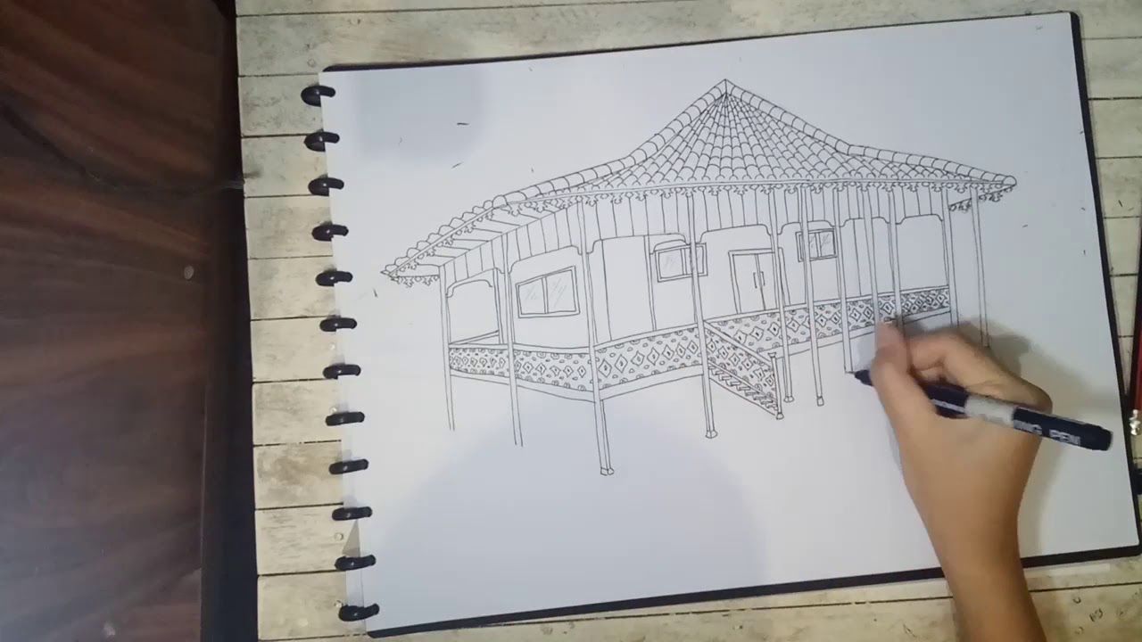 Detail Gambar Sketsa Rumah Adat Lampung Nomer 8