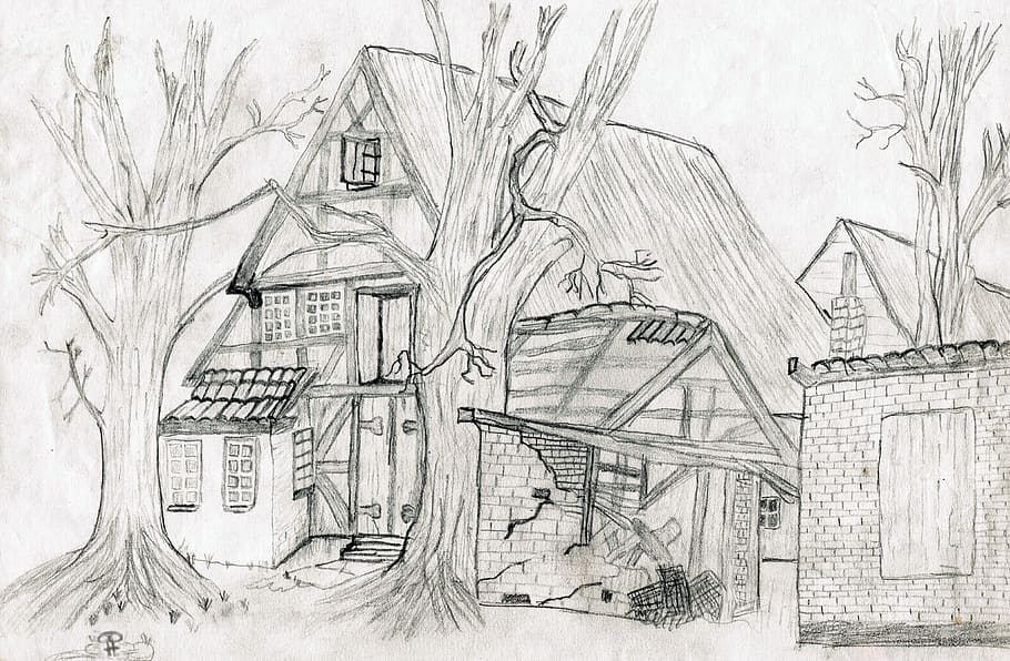 Detail Gambar Sketsa Rumah Hitam Putih Nomer 43
