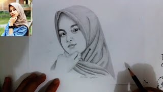 Detail Gambar Sketsa Wajah Wanita Berhijab Nomer 2