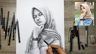 Detail Gambar Sketsa Wajah Wanita Berhijab Nomer 16