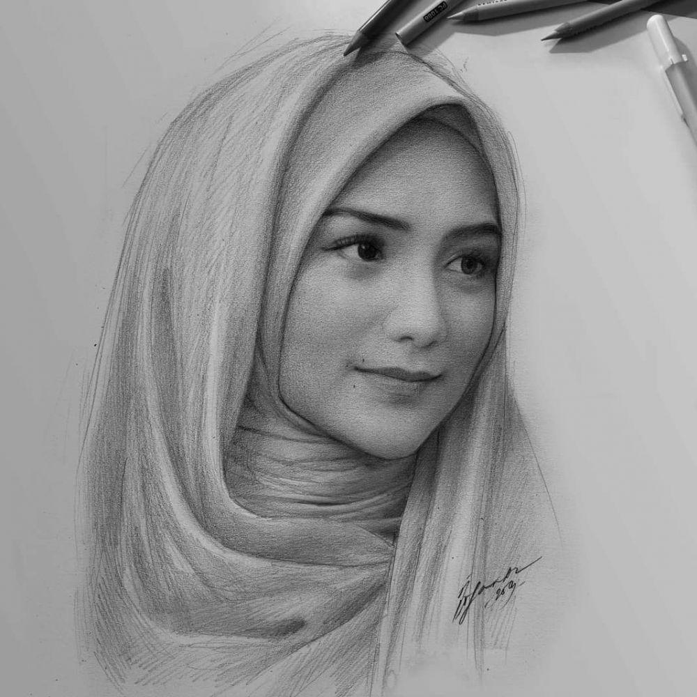 Detail Gambar Sketsa Wajah Wanita Berhijab Nomer 49