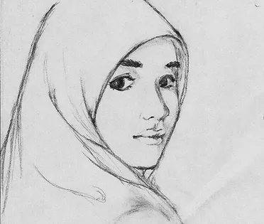 Detail Gambar Sketsa Wajah Wanita Berhijab Nomer 9