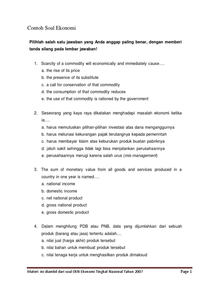 Detail Gambar Soal Olimpiade Ekonomi Nomer 13