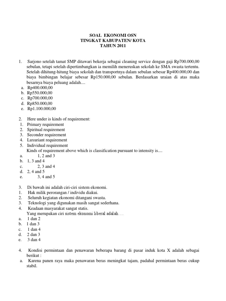 Detail Gambar Soal Olimpiade Ekonomi Nomer 8