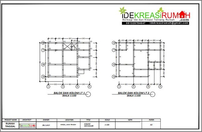 Detail Denah Balok Rumah 2 Lantai Nomer 2