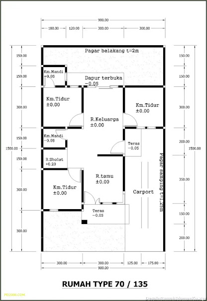 Detail Denah Gambar Rumah 3 Kamar Nomer 28