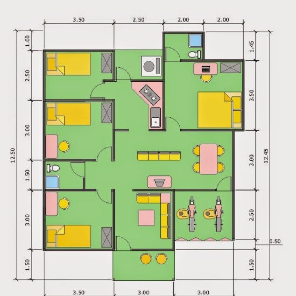 Detail Denah Gambar Rumah 3 Kamar Nomer 32