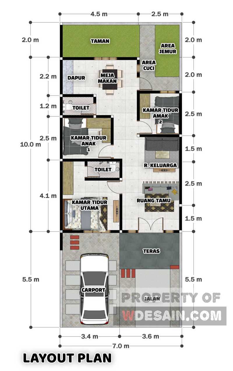 Detail Denah Gambar Rumah 3 Kamar Nomer 45