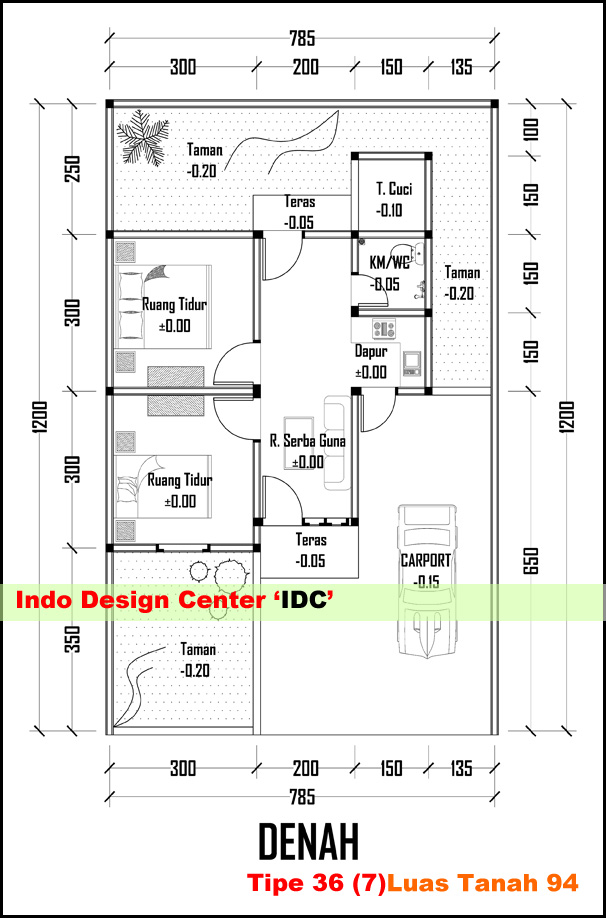 Detail Denah Gambar Rumah Type 36 Nomer 47