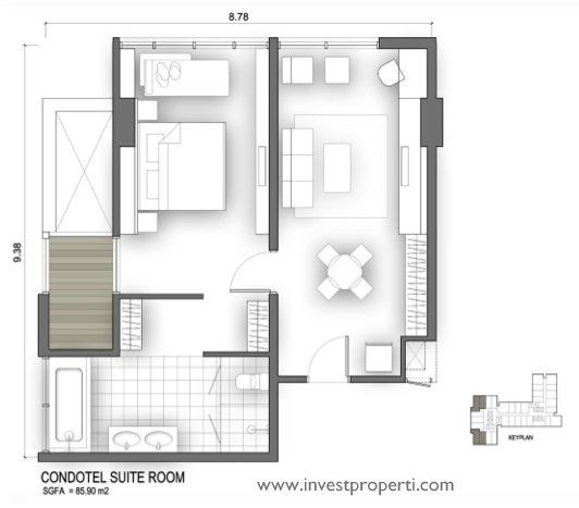 Detail Denah Kamar Hotel Suite Room Nomer 35