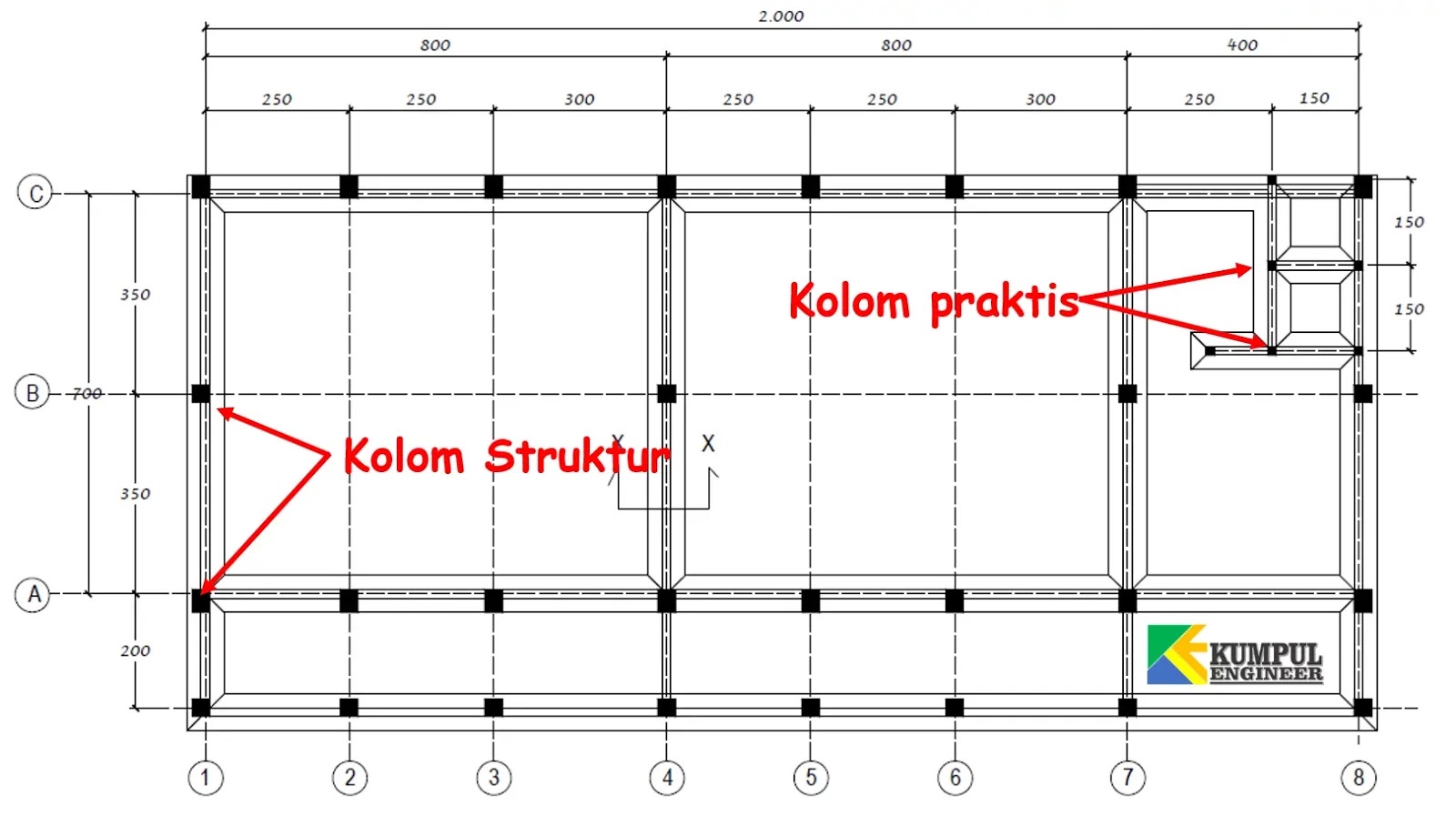 Detail Denah Kolom Rumah 2 Lantai Nomer 12