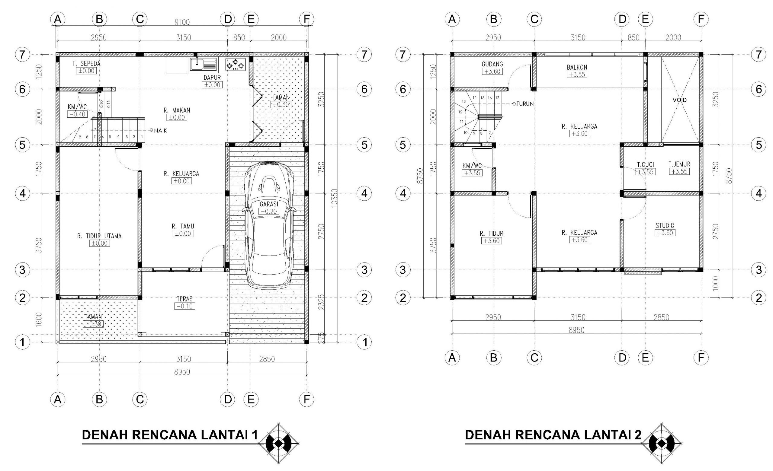 Detail Denah Kolom Rumah 2 Lantai Nomer 19