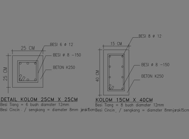 Detail Denah Kolom Rumah 2 Lantai Nomer 29