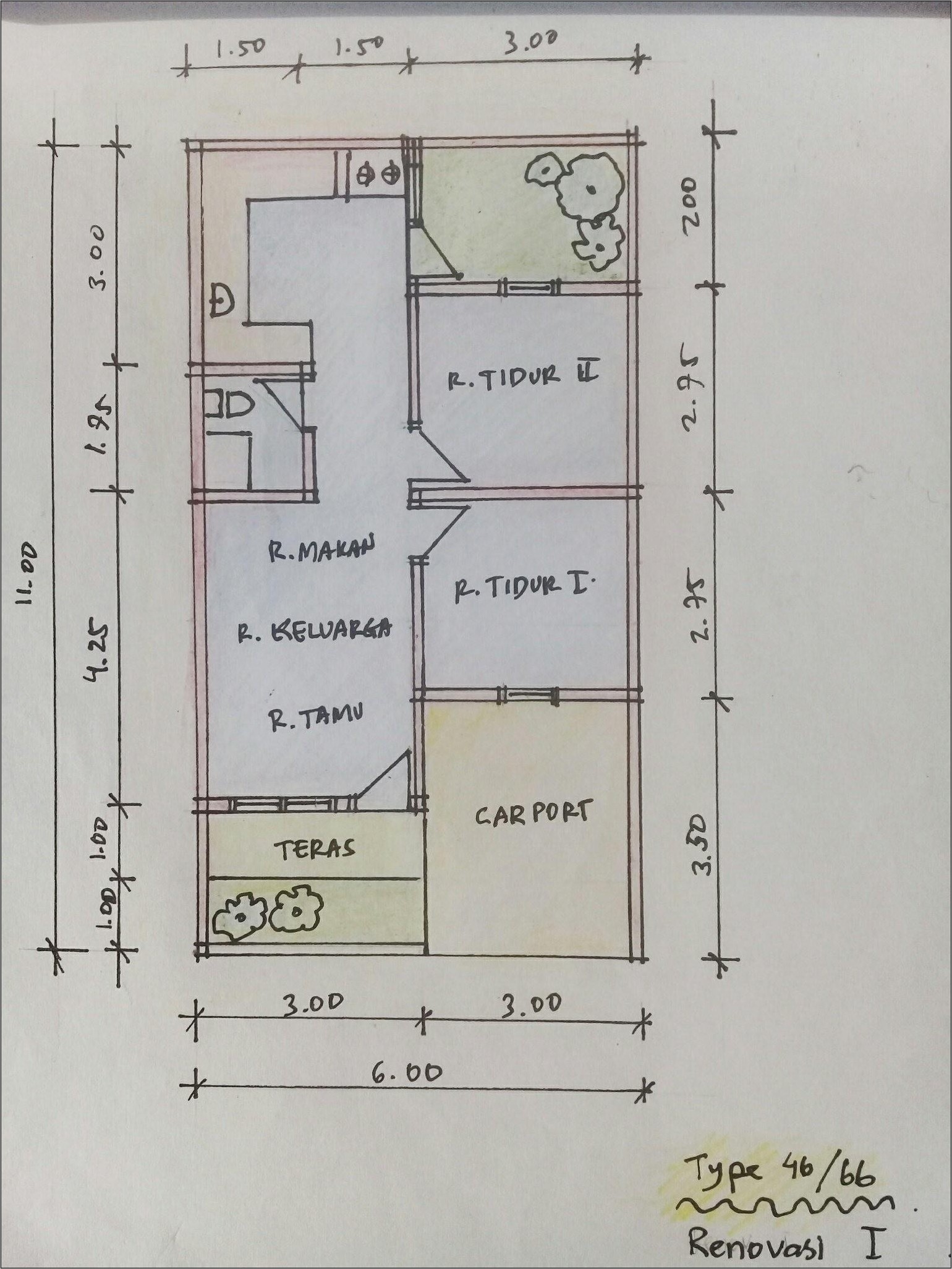 Detail Denah Rumah 1 100 Nomer 2