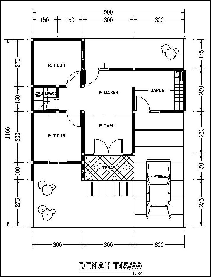 Detail Denah Rumah 1 100 Nomer 13