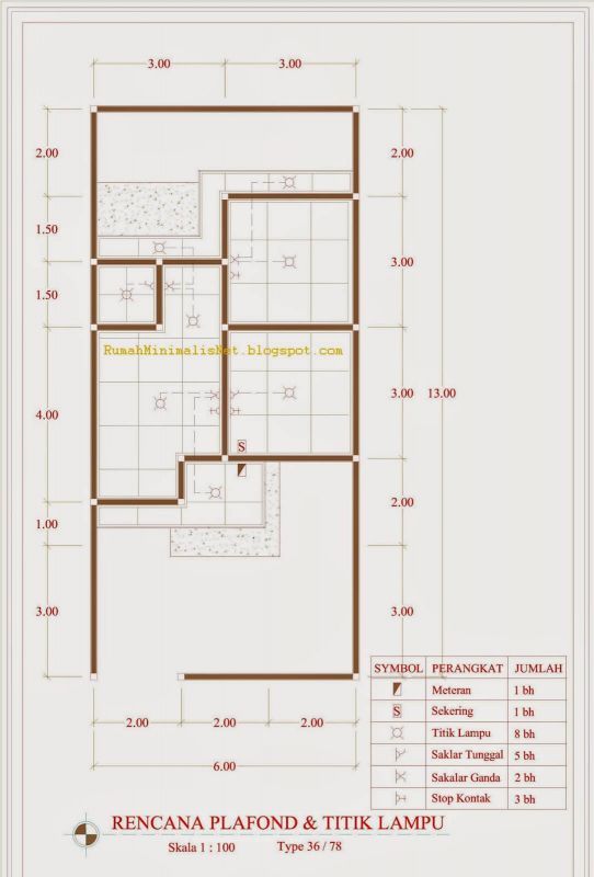 Detail Denah Rumah 1 100 Nomer 52