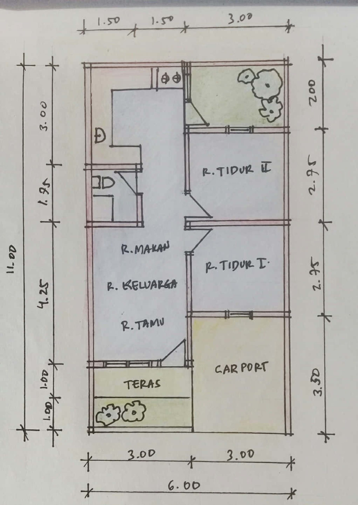 Detail Denah Rumah 1 100 Nomer 8