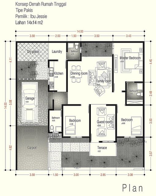 Detail Denah Rumah 1 100 Nomer 9