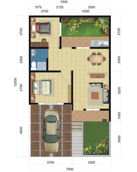 Detail Denah Rumah 1 Kamar Tidur Nomer 19