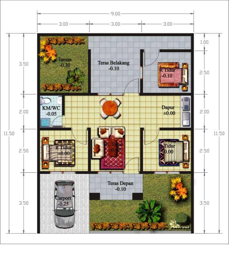 Detail Denah Rumah 1 Lantai Nomer 9