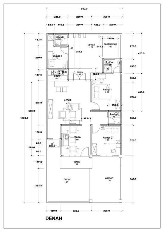 Detail Denah Rumah 1 Lantai 3 Kamar Nomer 39