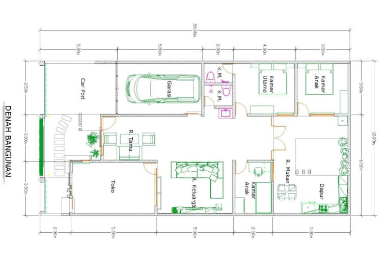 Detail Denah Rumah 1 Lantai 3 Kamar Tidur Nomer 37