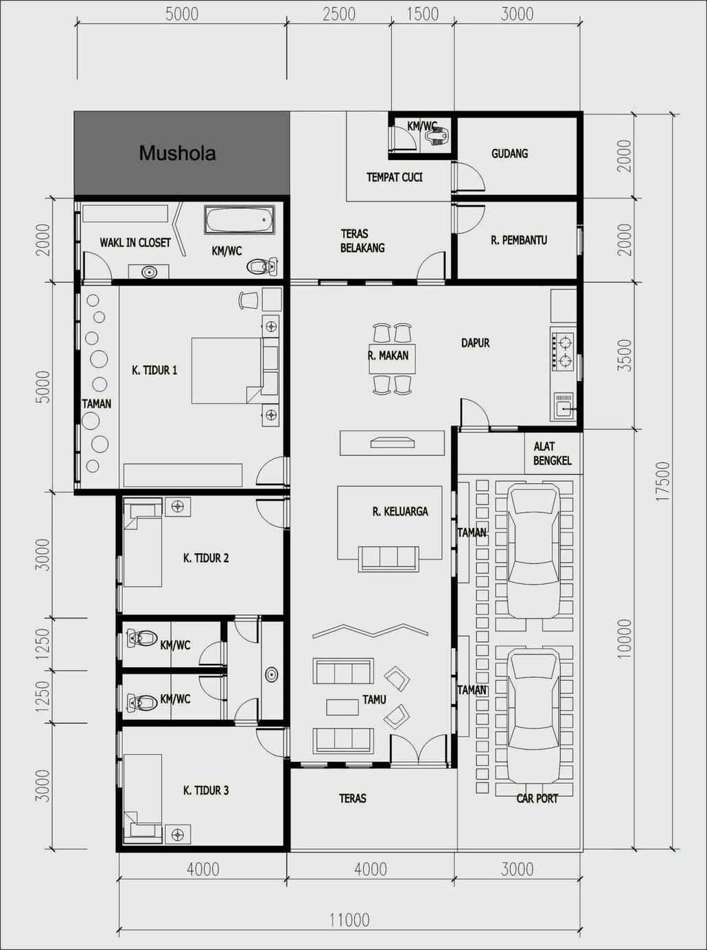 Detail Denah Rumah 1 Lantai 4 Kamar Nomer 57