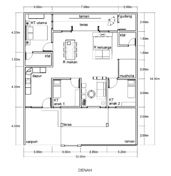 Detail Denah Rumah 10x7 Nomer 20