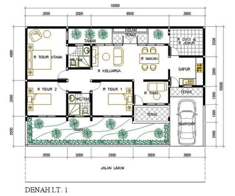 Detail Denah Rumah 10x7 3 Kamar Nomer 22