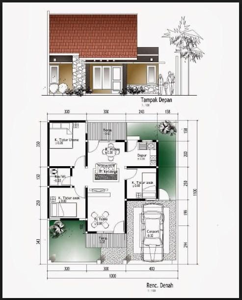 Detail Denah Rumah 12x8 Nomer 11