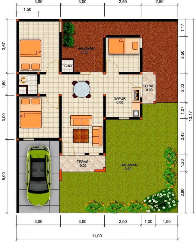 Download Denah Rumah 12x8 Nomer 19